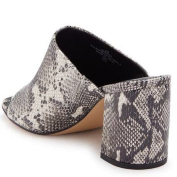NWOT Marc Fisher Resa Snakeskin Print Block Heel Sandal In Black/Cream Size 7 - Picture 4 of 16